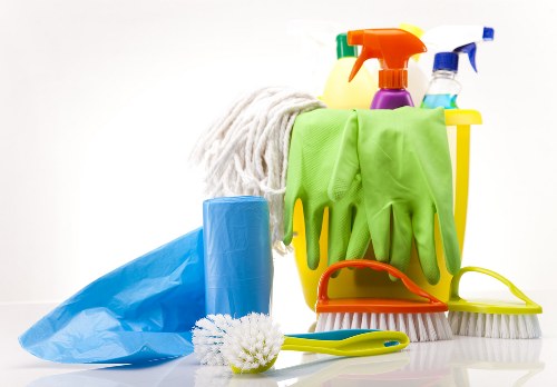 After builders cleaning service preparing a renovated property in N8